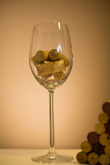 corks in wine glass