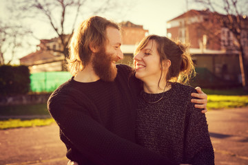 young couple in love lifestyle outdoor