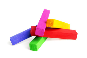 Colorful chalks on a white background