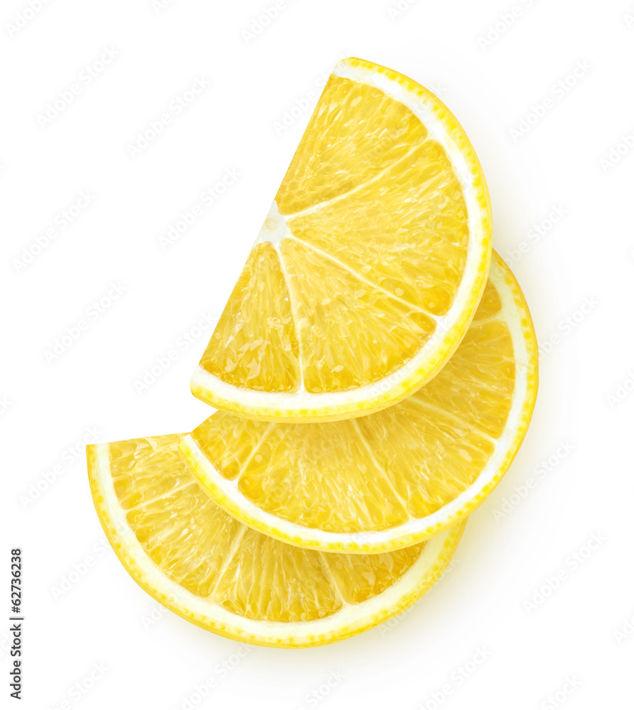 Poster isolated lemon. lemon slices isolated on white background