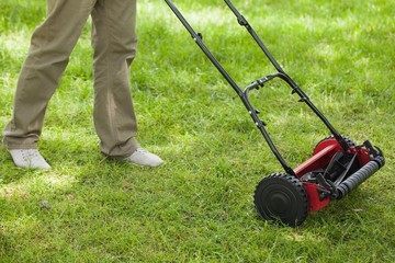 Obraz premium Person moving the lawn