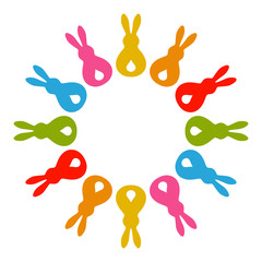 Dekoratives Blumenmuster aus bunten Osterhasen