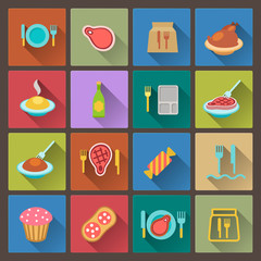 set of food icons in flat design style