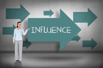 Influence against blue arrows pointing