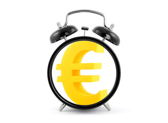 Time is money. Alarm clock with euro symbol.