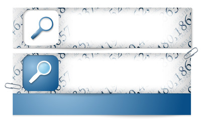 set of two banners with the texture of the numbers and magnifier