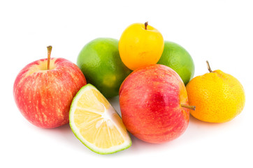 assorted fruits on a white background