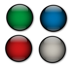 Glass vector buttons, dark colors.