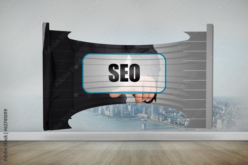Poster composite image of seo banner on abstract screen