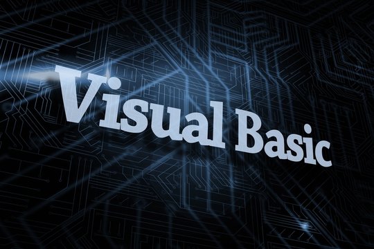 Visual basic against futuristic black and blue background