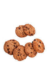 chocolate chip cookies on white