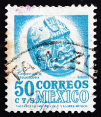 Postage stamp Mexico 1950 Carved Head, Veracruz
