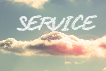 Service against bright blue sky with cloud
