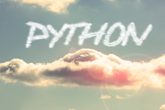 Python against bright blue sky with cloud