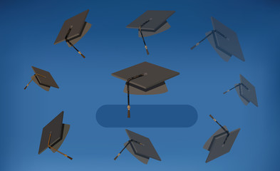 Graduation Caps - Black Mortarboards Thrown in the Air