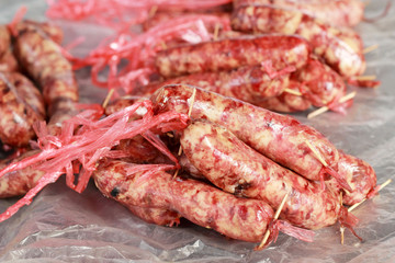 BBQ sausages in the market