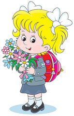 First grader with flowers