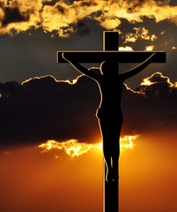 Obrazy na Plexi  Ukrzyżowanie Jezusa Chrystusa o zachodzie słońca