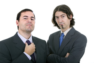 Two Businessman standing on a white background