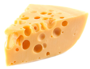 Piece of cheese, isolated on white