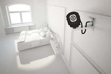 cctv camera in bedroom - obrazy, fototapety, plakaty