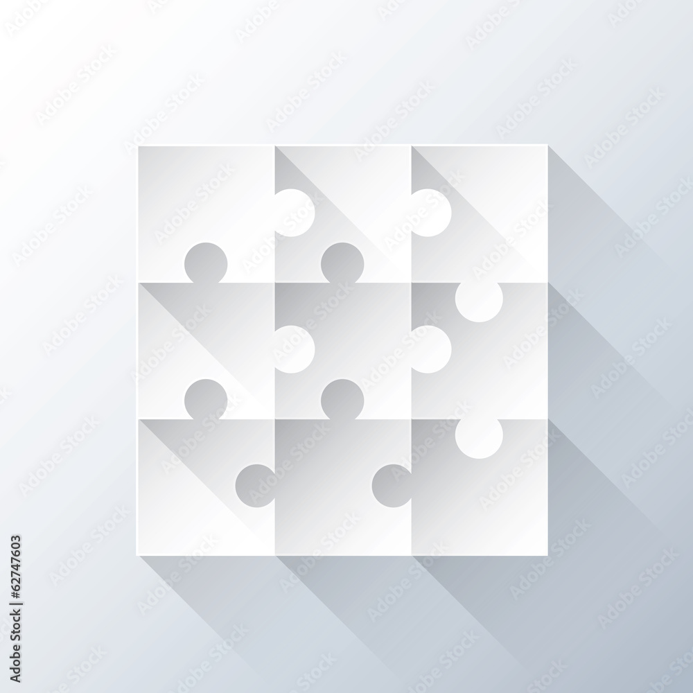 Poster puzzle piece grid with long shadows vector illustration