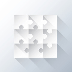 Puzzle piece grid with long shadows vector illustration