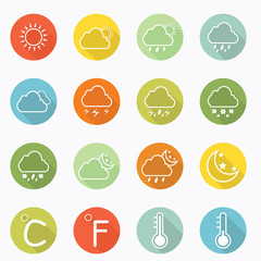Weather icon long shadow design - 62747819