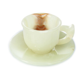 Onyx or marble stone empty cup, isolated on white