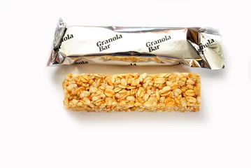 Foto op Canvas Packaged Granola Bar Isolated Over White © Bill
