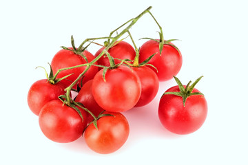 Cherry tomatoes on white background