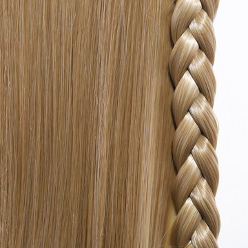 Blonde Straight Hair and Braid or Plait isolated
