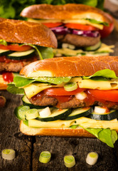 Fresh burger sandwiches