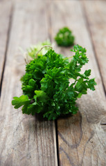 fresh green  parsley on old rustick background