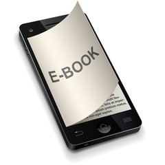 3D smartphone e-book concept with curled page