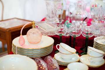 Vintage perfume spray bottle on flea market