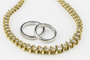 Wedding Bands with Diamond Necklace