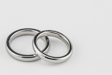 Silver Titanium Wedding Bands on White