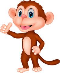 Cute monkey cartoon with thumb up