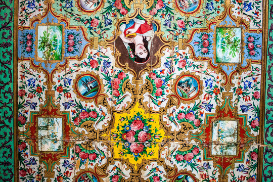 Ceiling paintings in Qavam (Ghavam) House