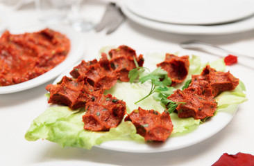 Beef tartare with cayenne pepper