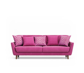 Isolated contemporary pink sofa