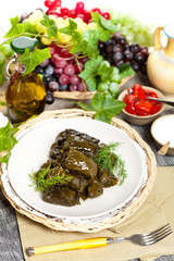 Stuffed Grape Leaves. Dolma. Azerbaijan, Turkish Cuisine