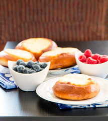 Cottage cheese pastry pies, vatrushka in Russian cuisine.