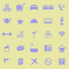 Hotel color icons on yellow background