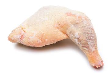 frozen chicken leg on a white background with clipping path