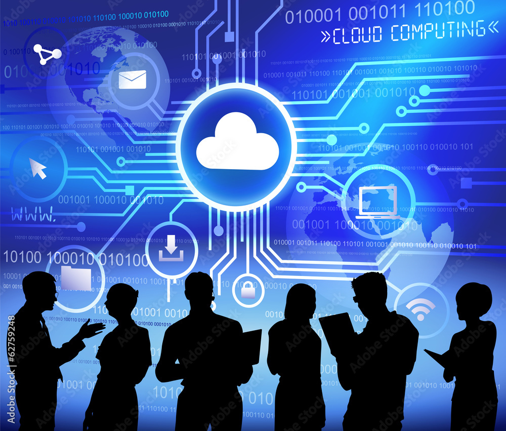 Poster vector of business and cloud computing