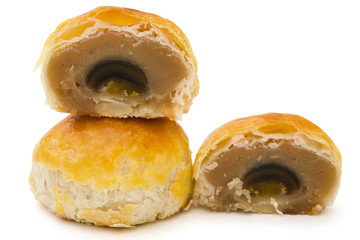 golden bun with preserved egg with clipping path