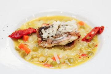 Seabass fillet with vegetable ragout