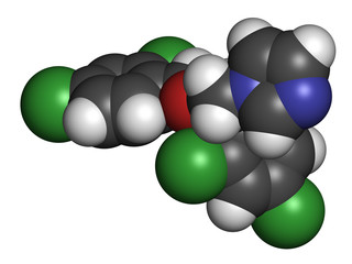 Miconazole antifungal drug molecule. Imidazole class antimycotic